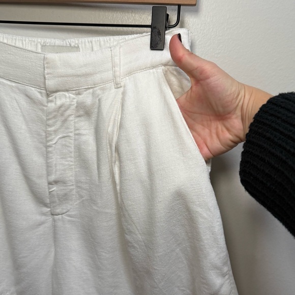 Abercrombie & fitch high rise pleated tailored white linen shorts 5” small coast - Picture 6 of 13